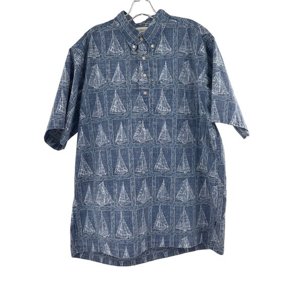 Dietrich Varez Reyn Spooner Mens Nautical Sailboat Print Blue Button-Down Shirt - Picture 1 of 9